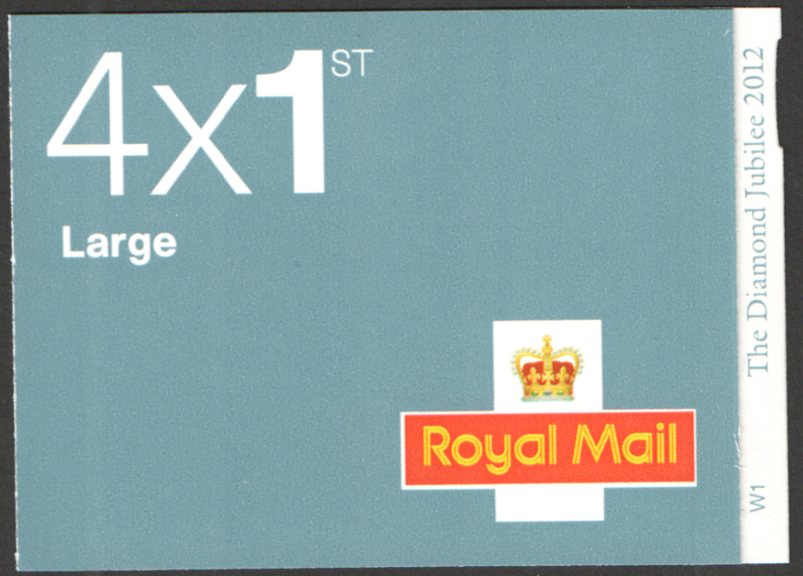 (image for) RB3 / SB1(21) Cyl W1 W1 (W1) 2012 Diamond Jubilee 4 x 1st Class Large Booklet - Click Image to Close
